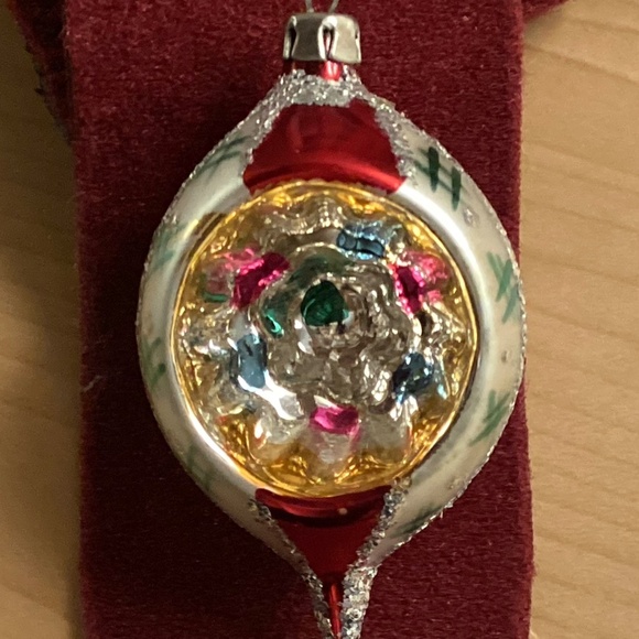 Ornament Christmas Poland Teardrop Heavy Glitter Indent Mirror Reflector 3 1/2in - Picture 9 of 12